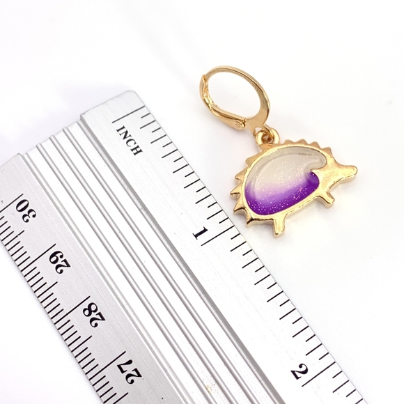 Purple Hedgehog Earrings - Picture 5 of 5